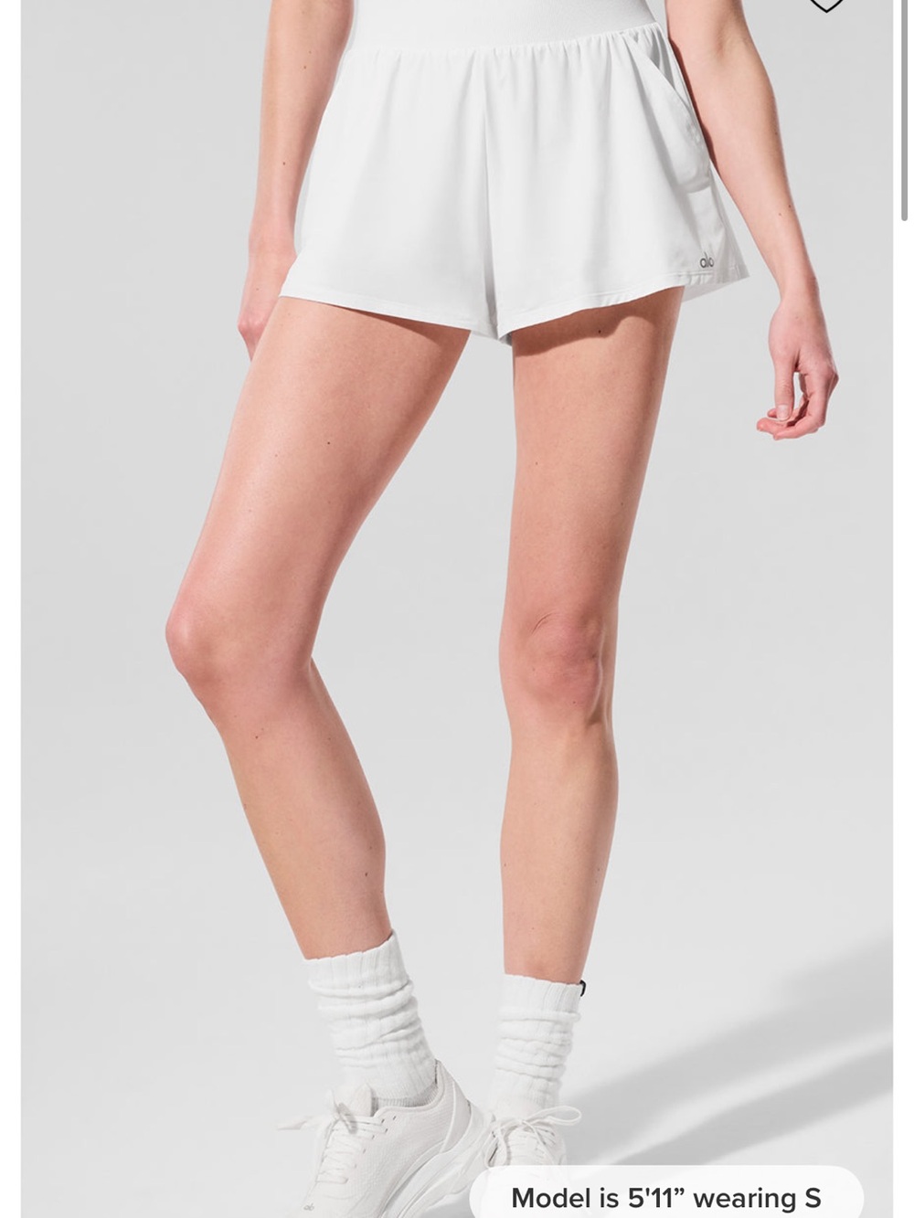 ALO Yoga White Breezy  Athletic Shorts with Elastic Waist